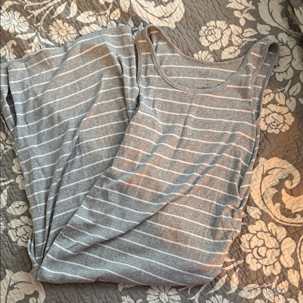 Gray and White Striped maternity dress